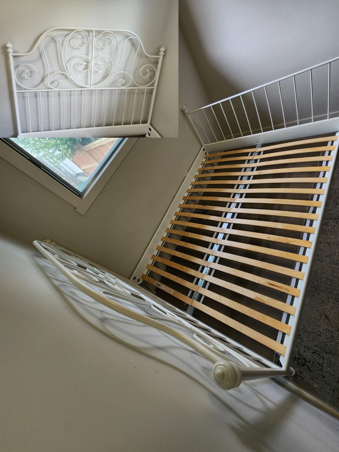 IKEA White Metal Bed Frame with Slats - photo 3