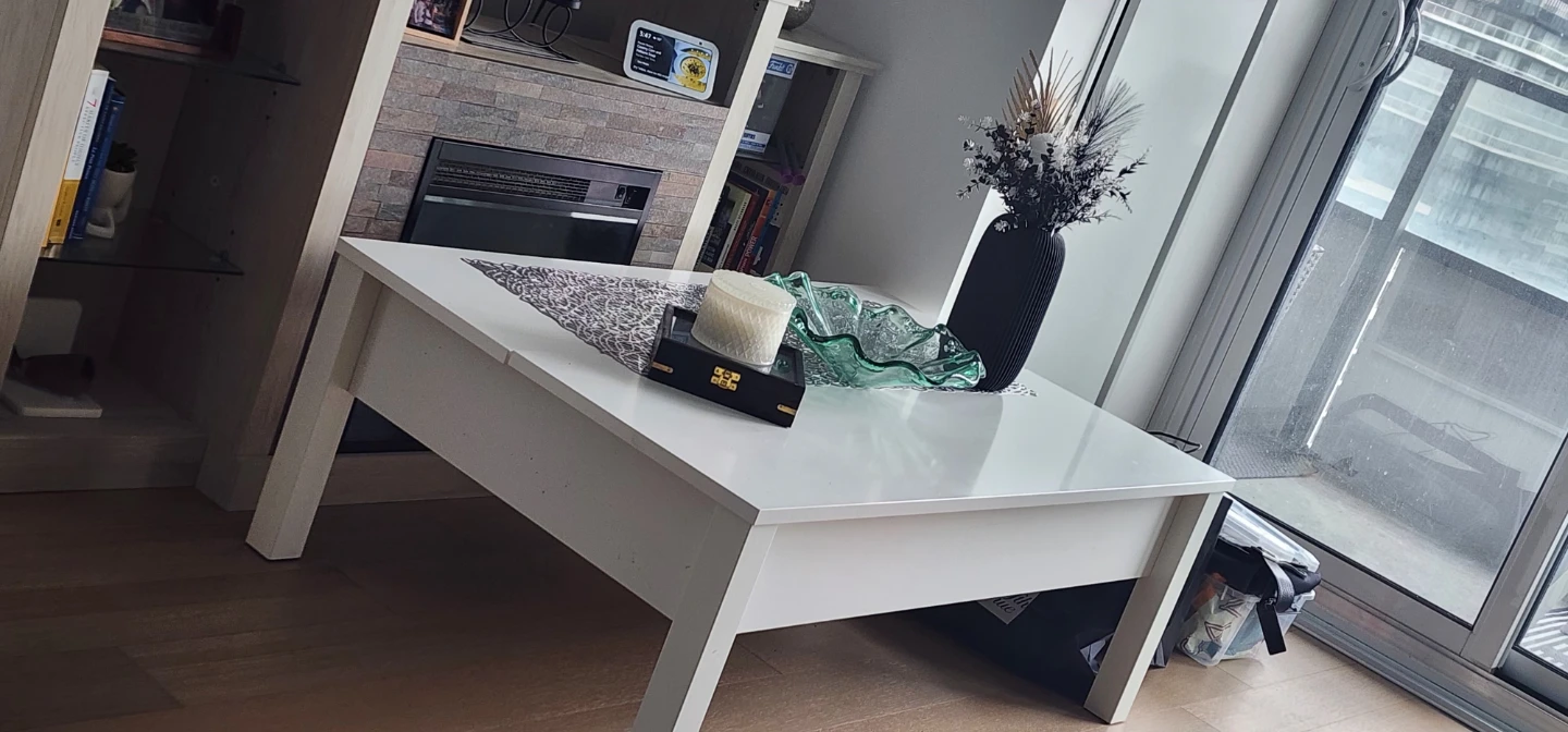 White lift-top coffee table with storage - photo 2