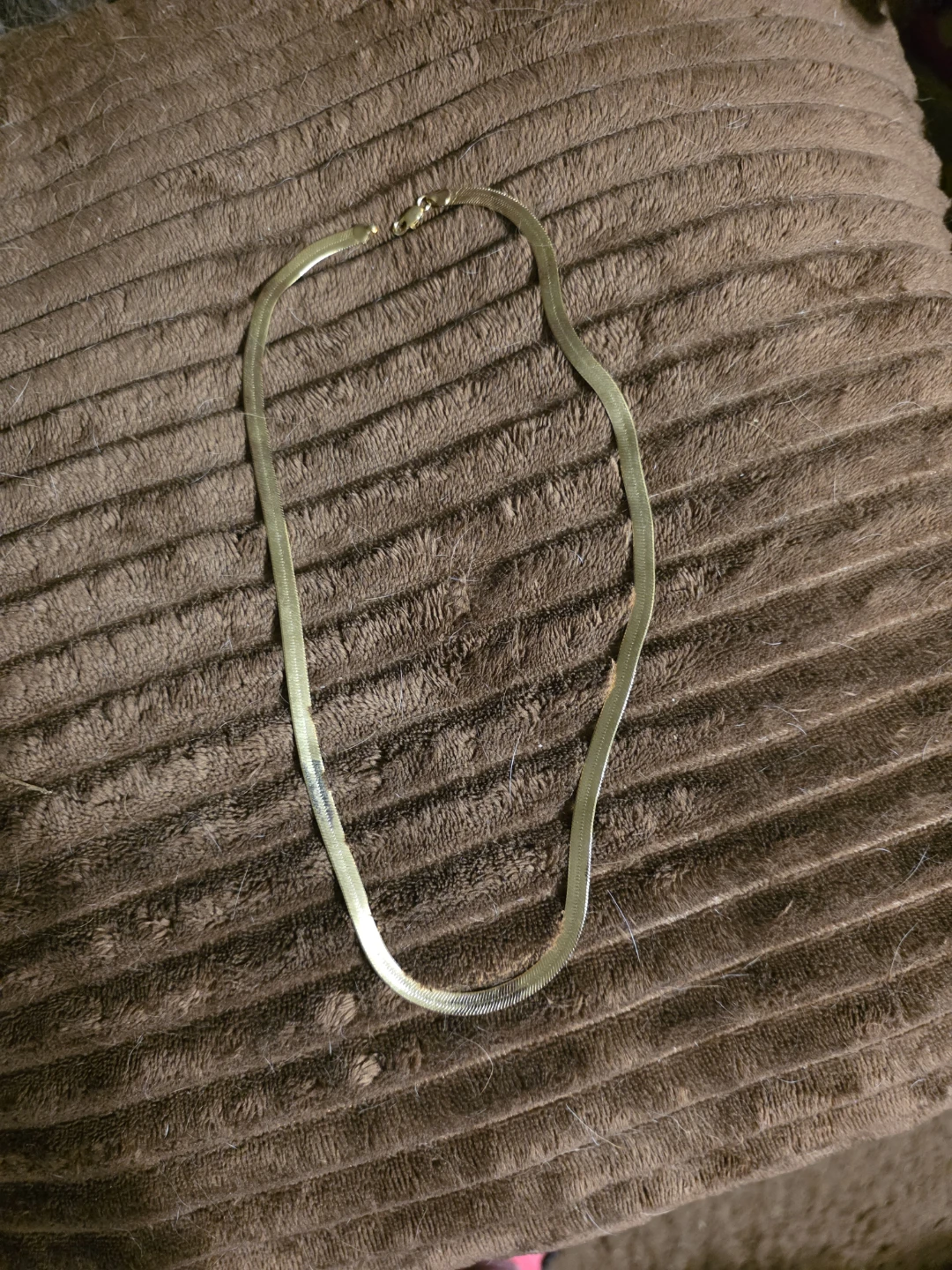 Gold Tone Herringbone Chain Necklace