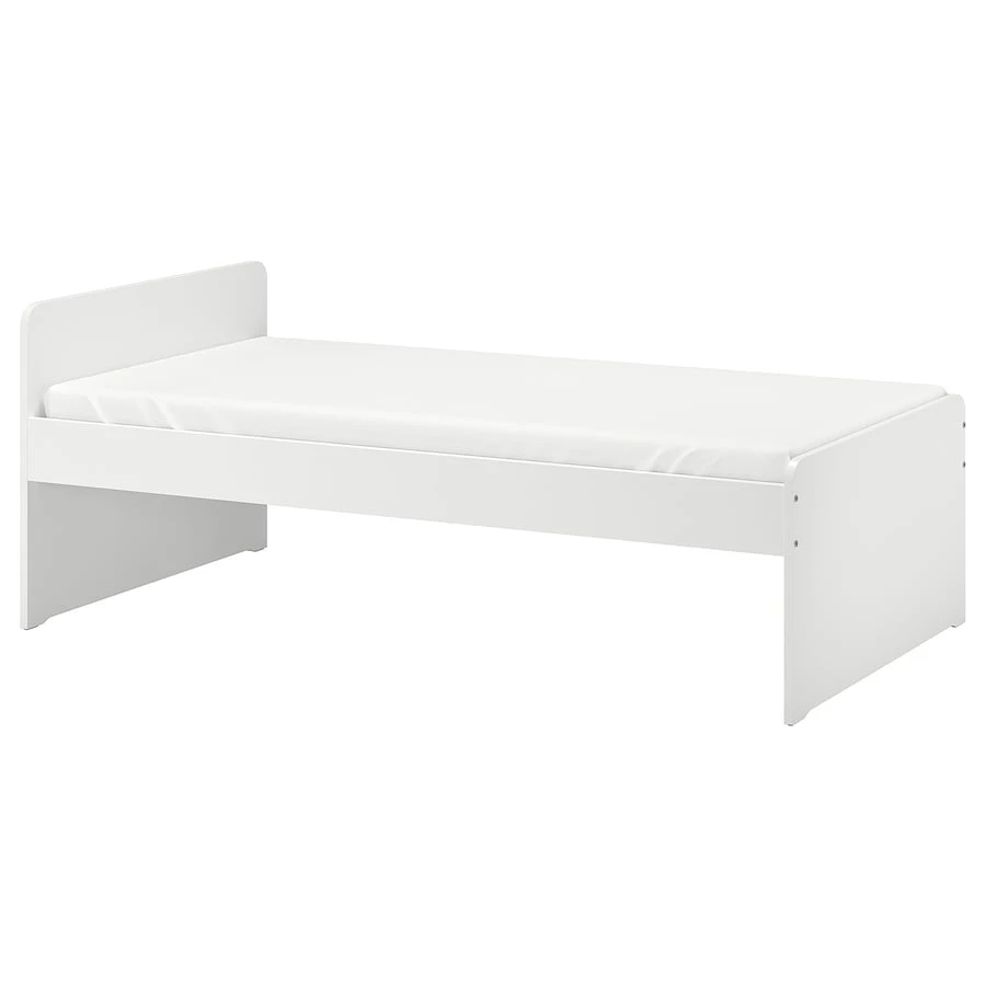 White Single Bed Frame with Mattress