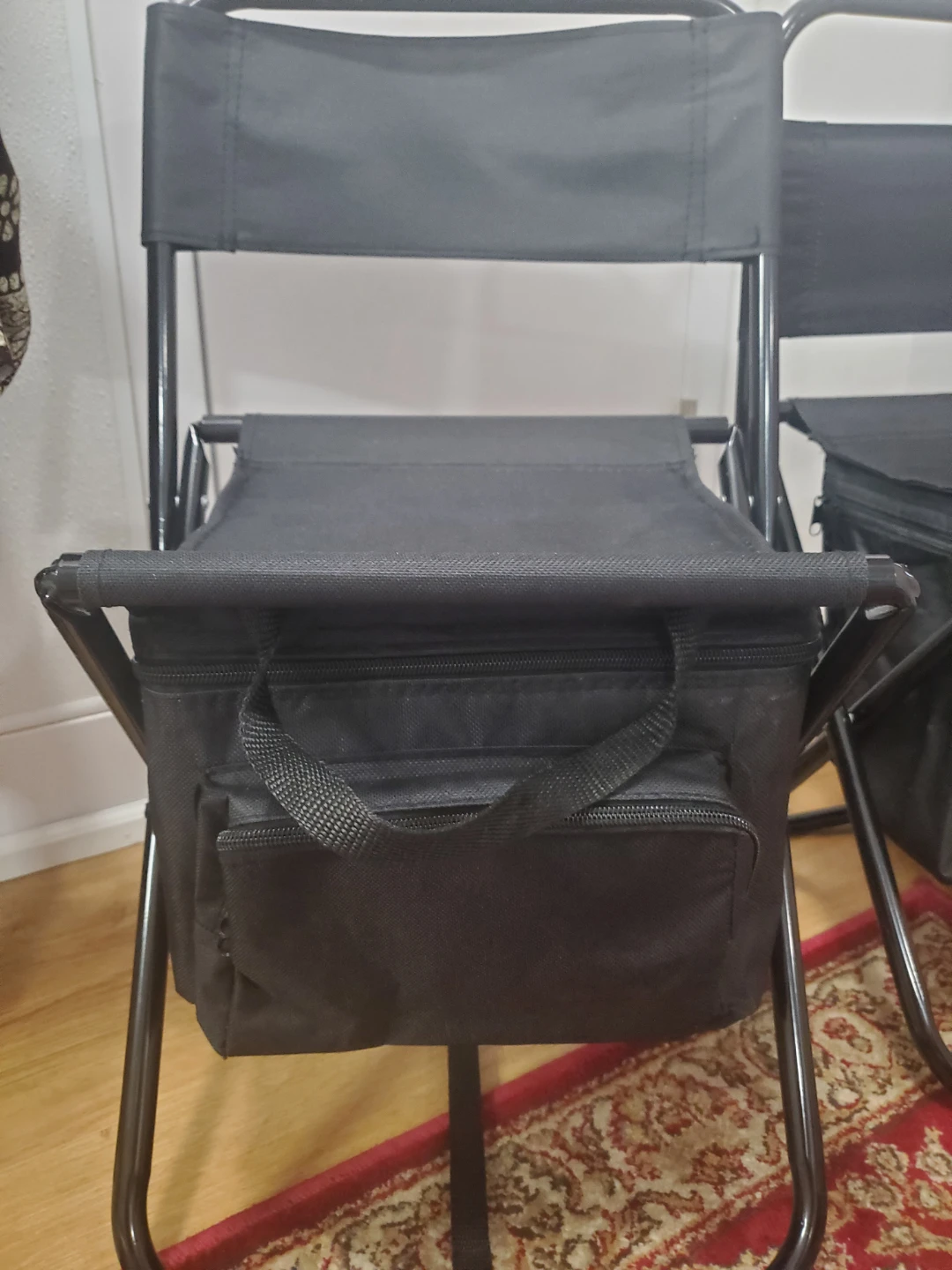 Black Folding Camping Chairs with Cooler Bag (Set of 2) - photo 5