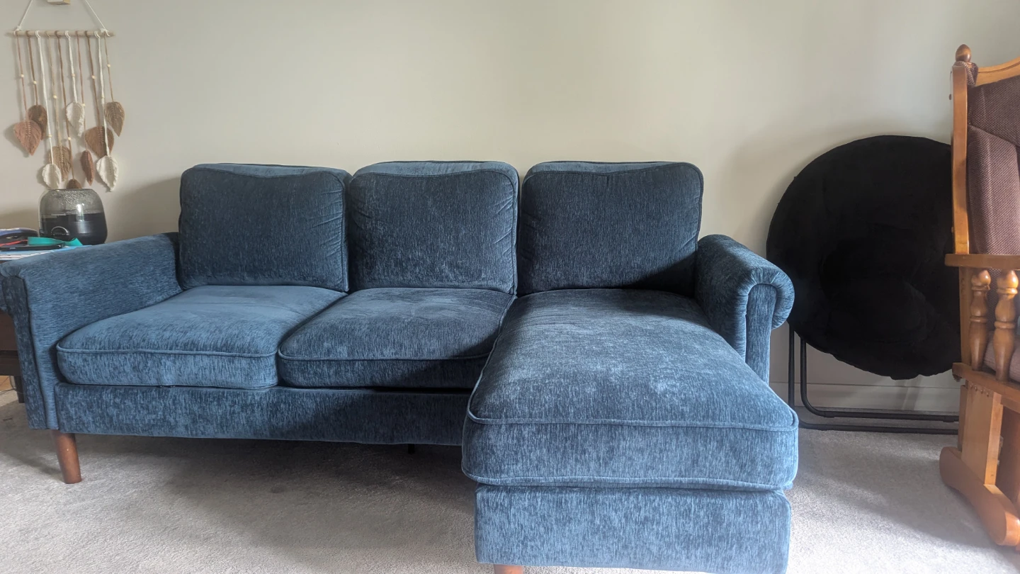 Beautiful Blue Sectional Sofa - Perfect for condos