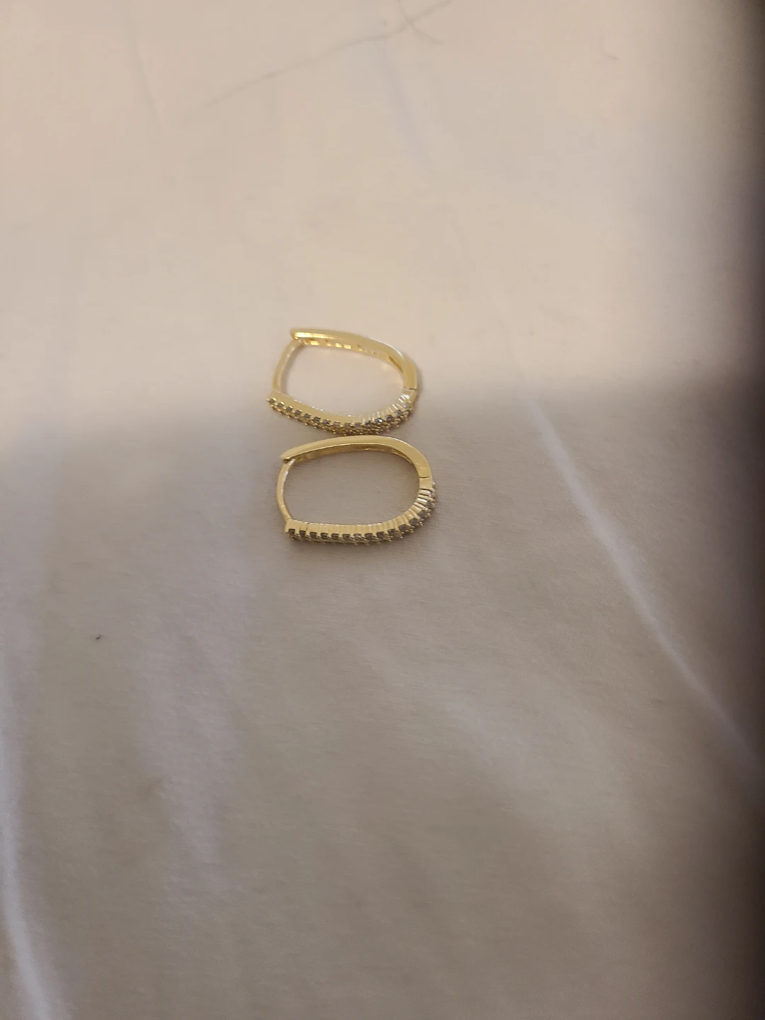 Zirconite diamonds 14 karat gold plated hoop earrings