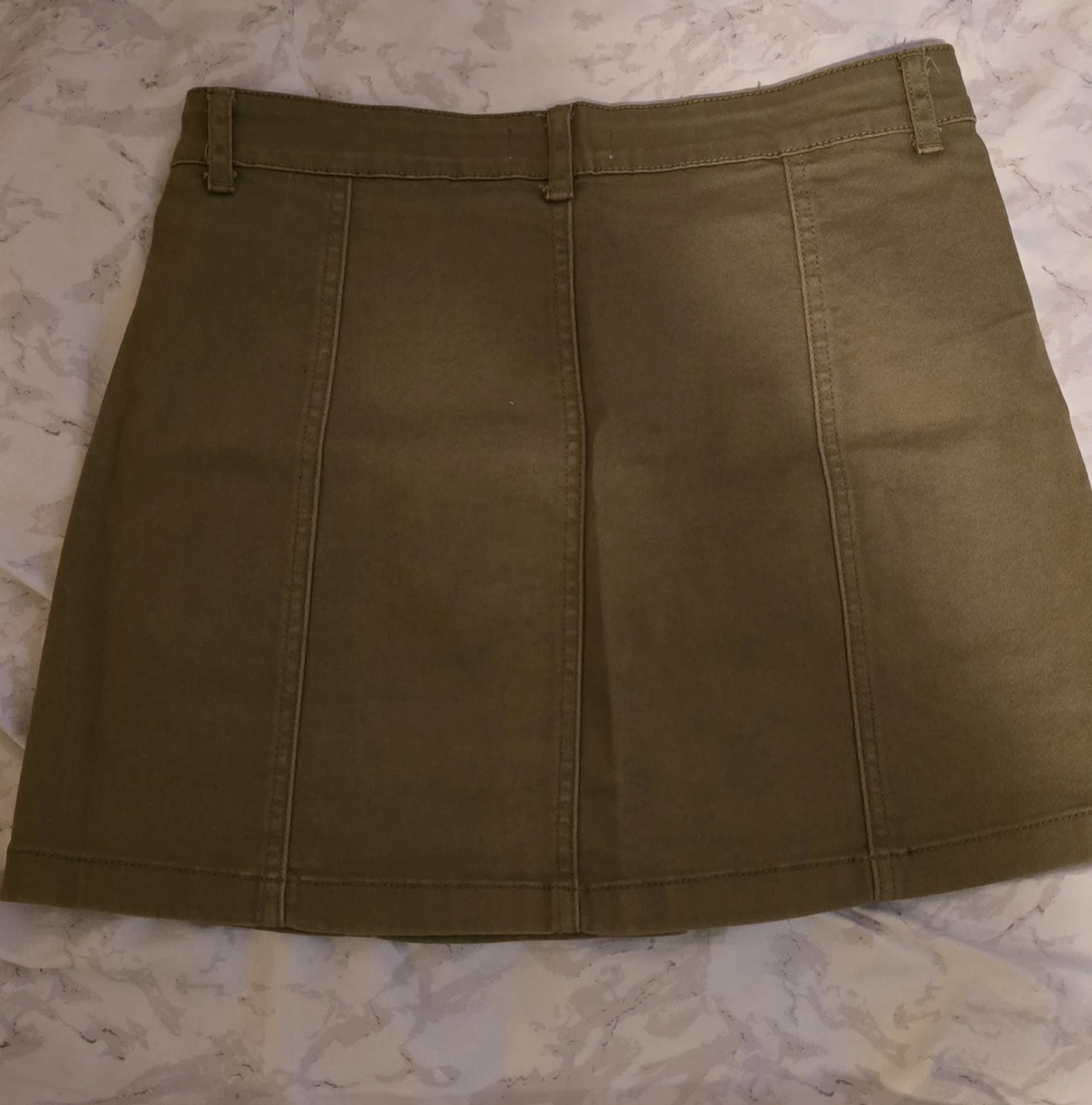 Forever 21 Olive Green Button-Front A-Line Mini Skirt Size 28 - photo 2