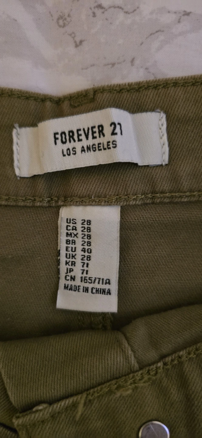 Forever 21 Olive Green Button-Front A-Line Mini Skirt Size 28 - photo 3