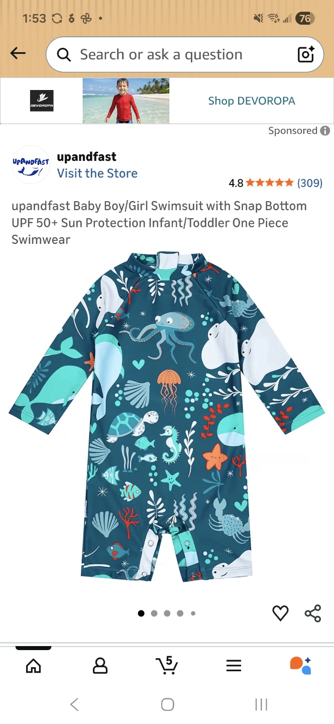 UPANDFAST Baby Swimsuit 6-9M