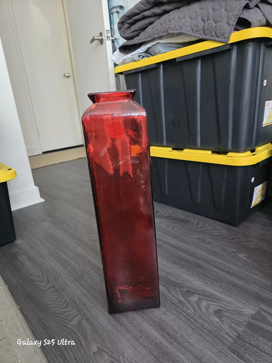 Tall Red Glass Vase - photo 3