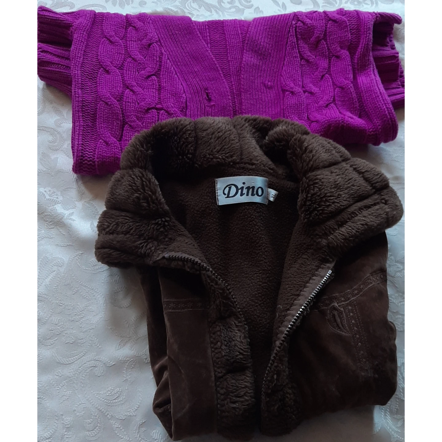 Purple sleeveless cardigan and brown vest - photo 3