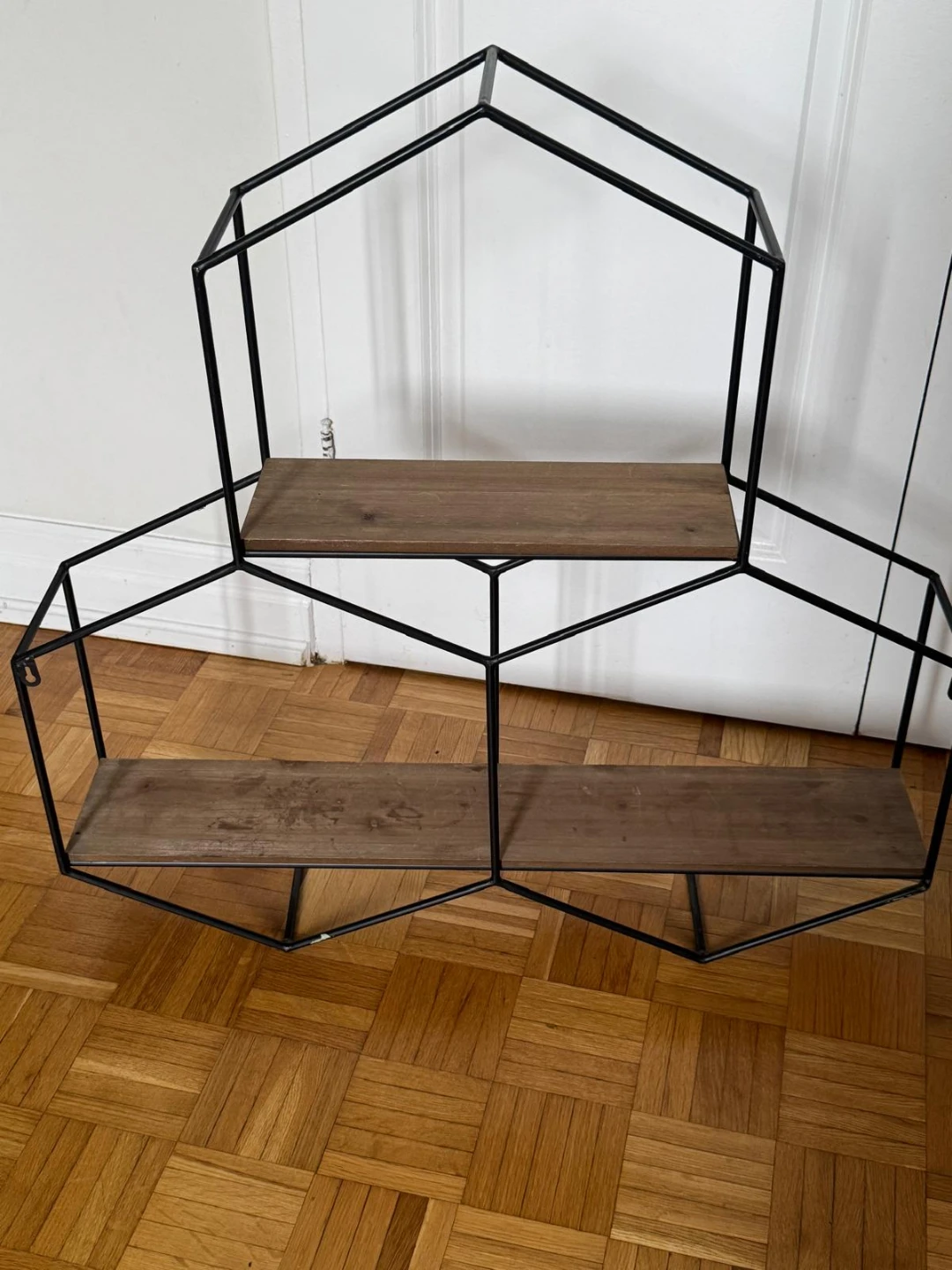 Geometric Wall Shelf with Wood Shelves