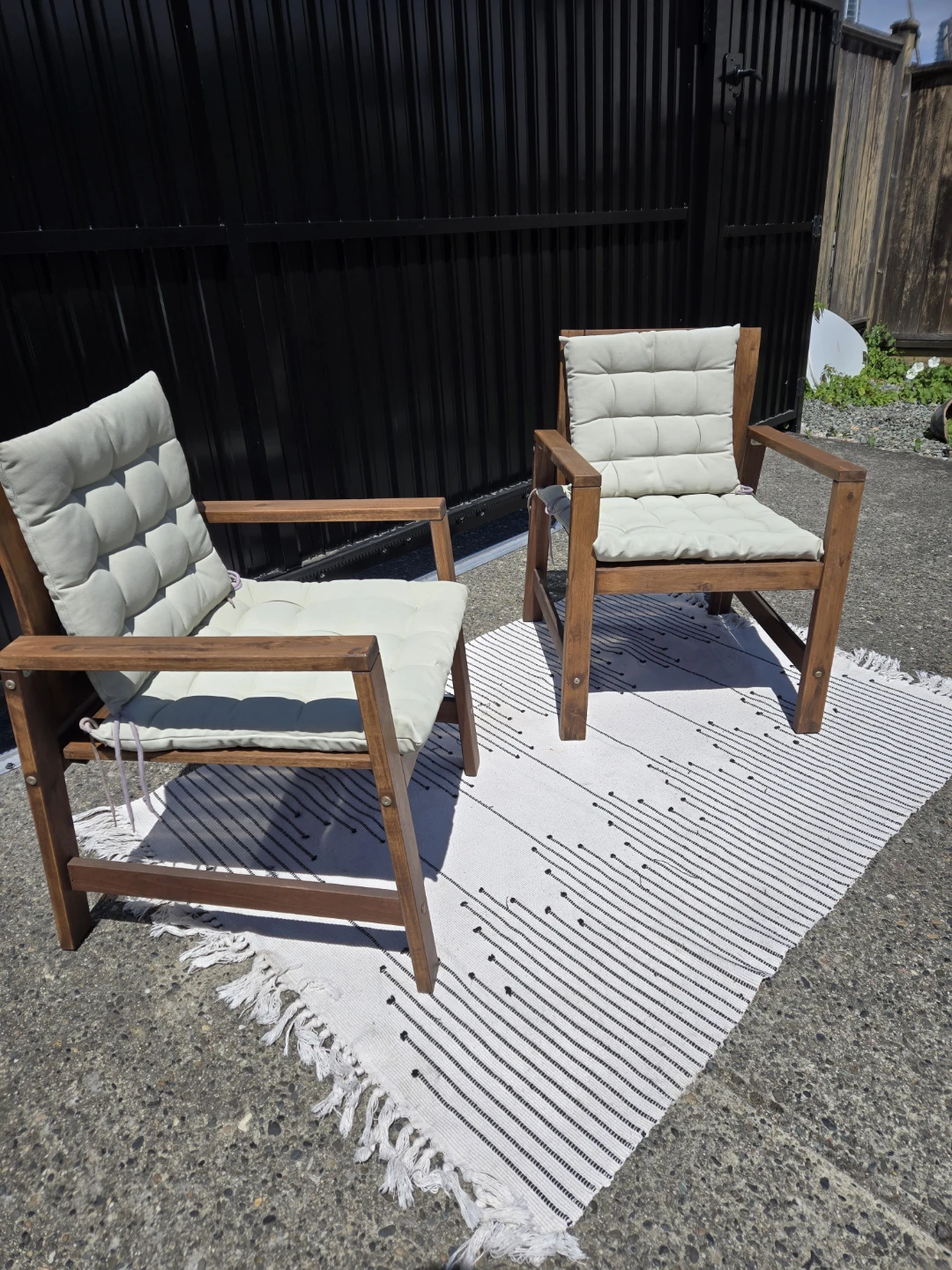 2 newly refinished ikea applaro outdoor patio chairs