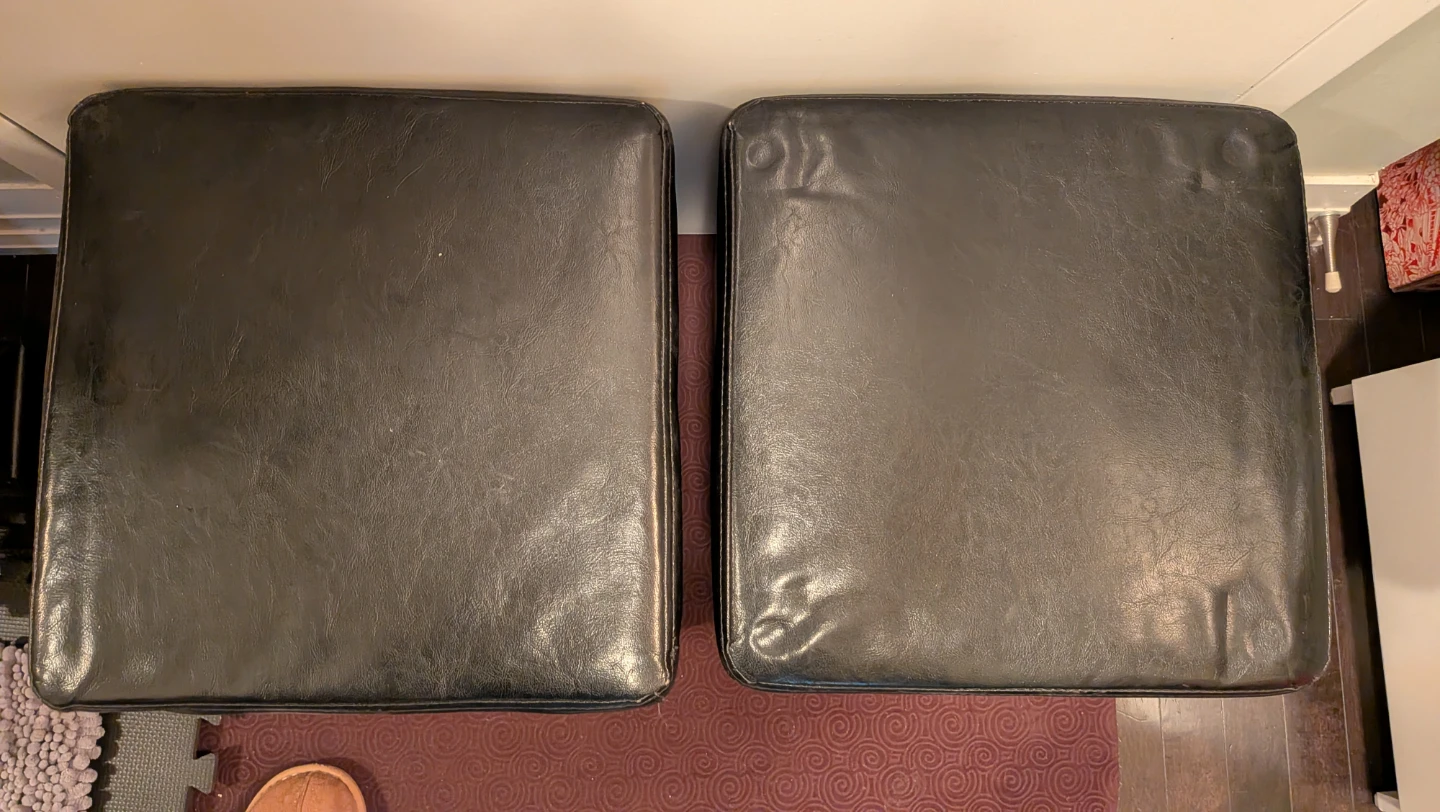 One Single Black Faux Leather Storage Ottoman 15" x 15 x 14 - photo 2