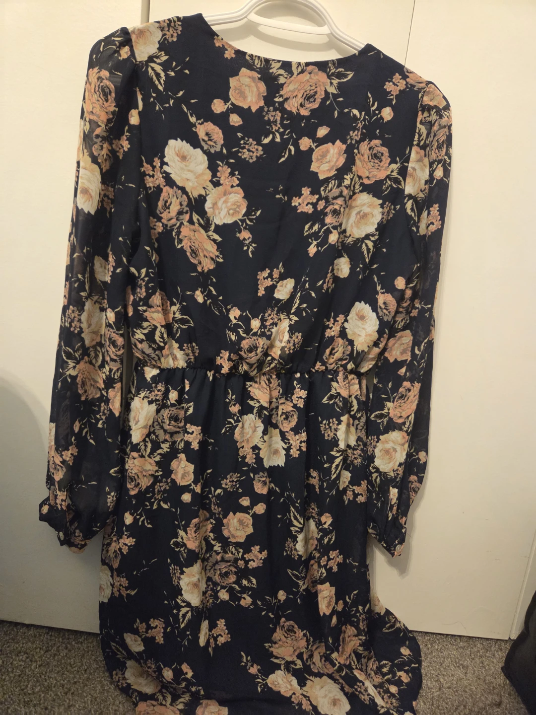 Navy Floral Long Sleeve Wrap Dress - photo 2