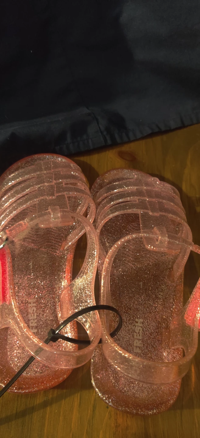 Girl's Pink Glitter Jelly Sandals Size 1