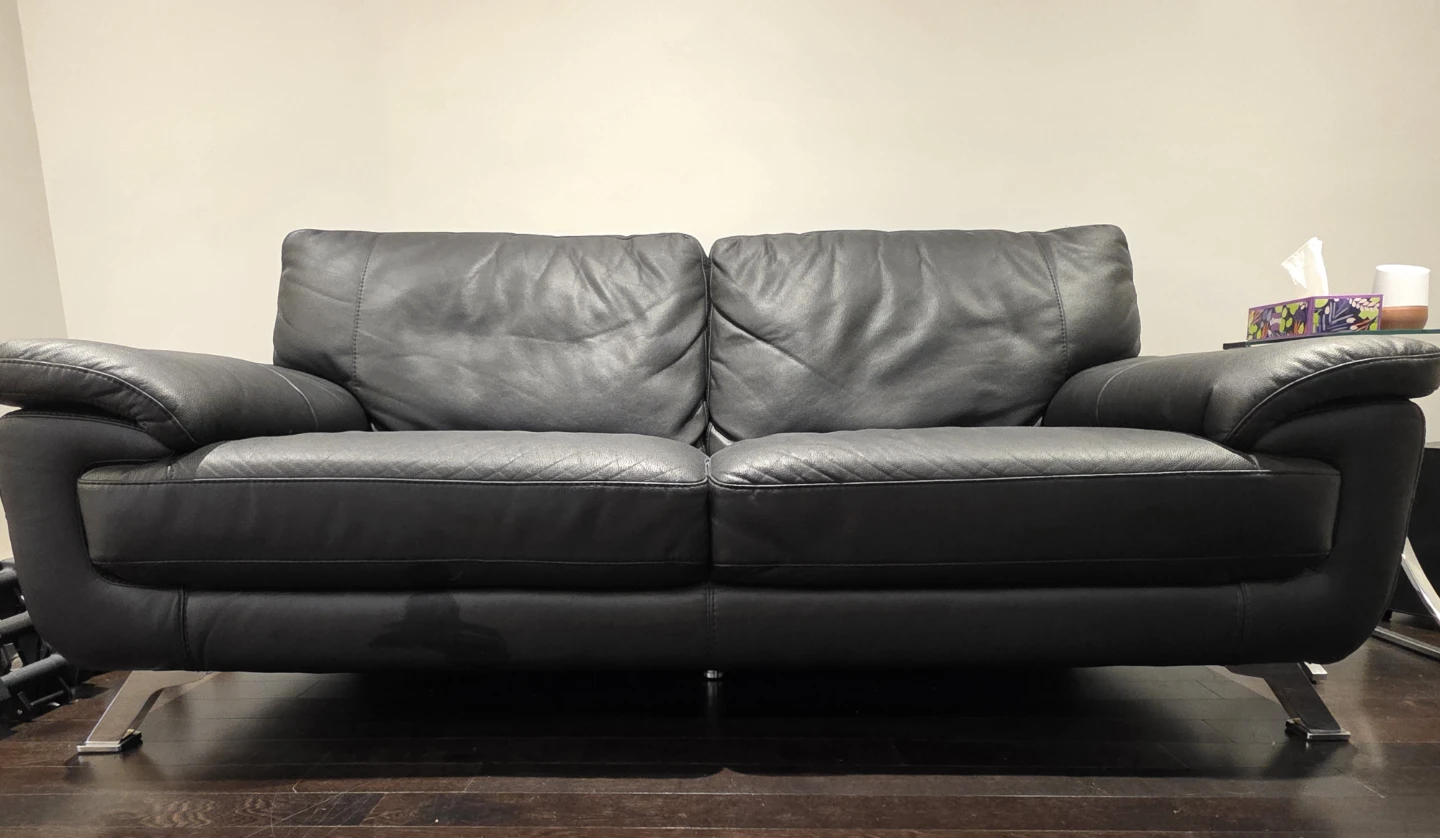 Black Faux Leather Loveseat