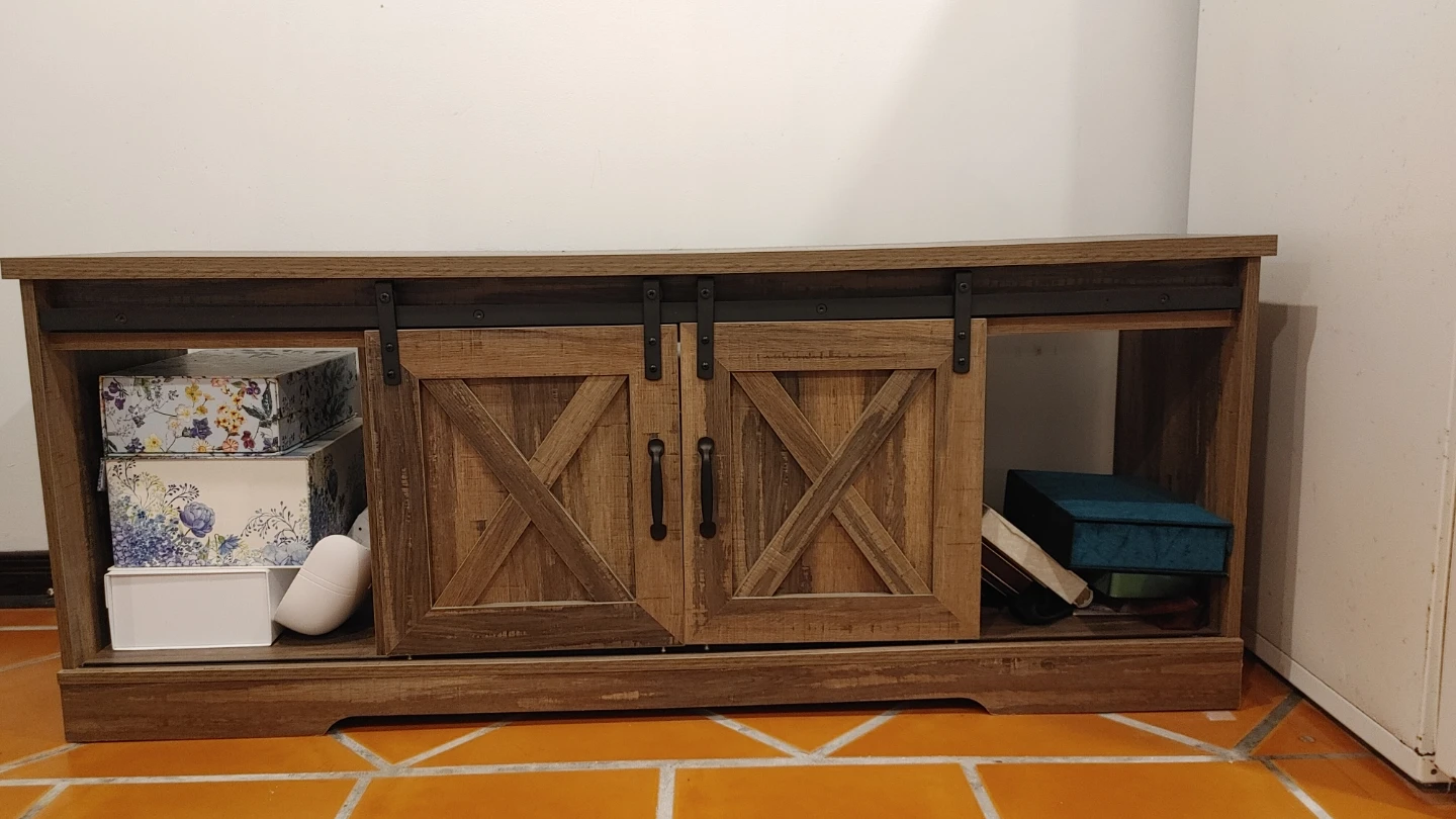 Farmhouse Barn Door TV Stand Console Table