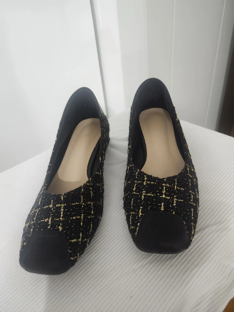 Black and Gold Tweed Ballet Flats - photo 2