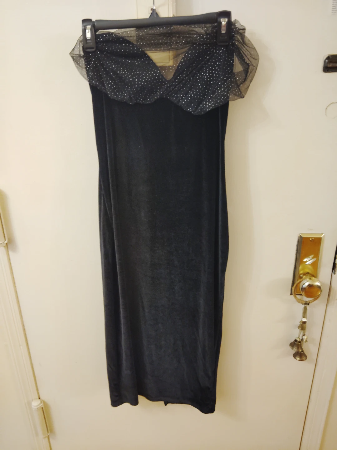 Black Velvet Dress with Sparkly Tulle Overlay