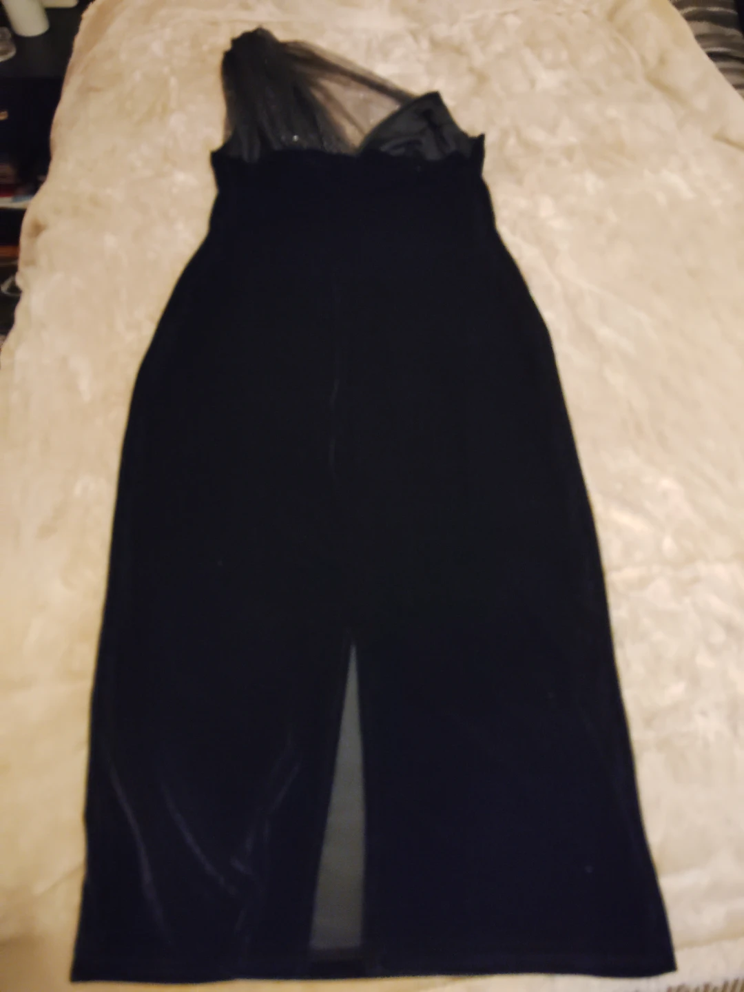 Black Velvet Dress with Sparkly Tulle Overlay - photo 4