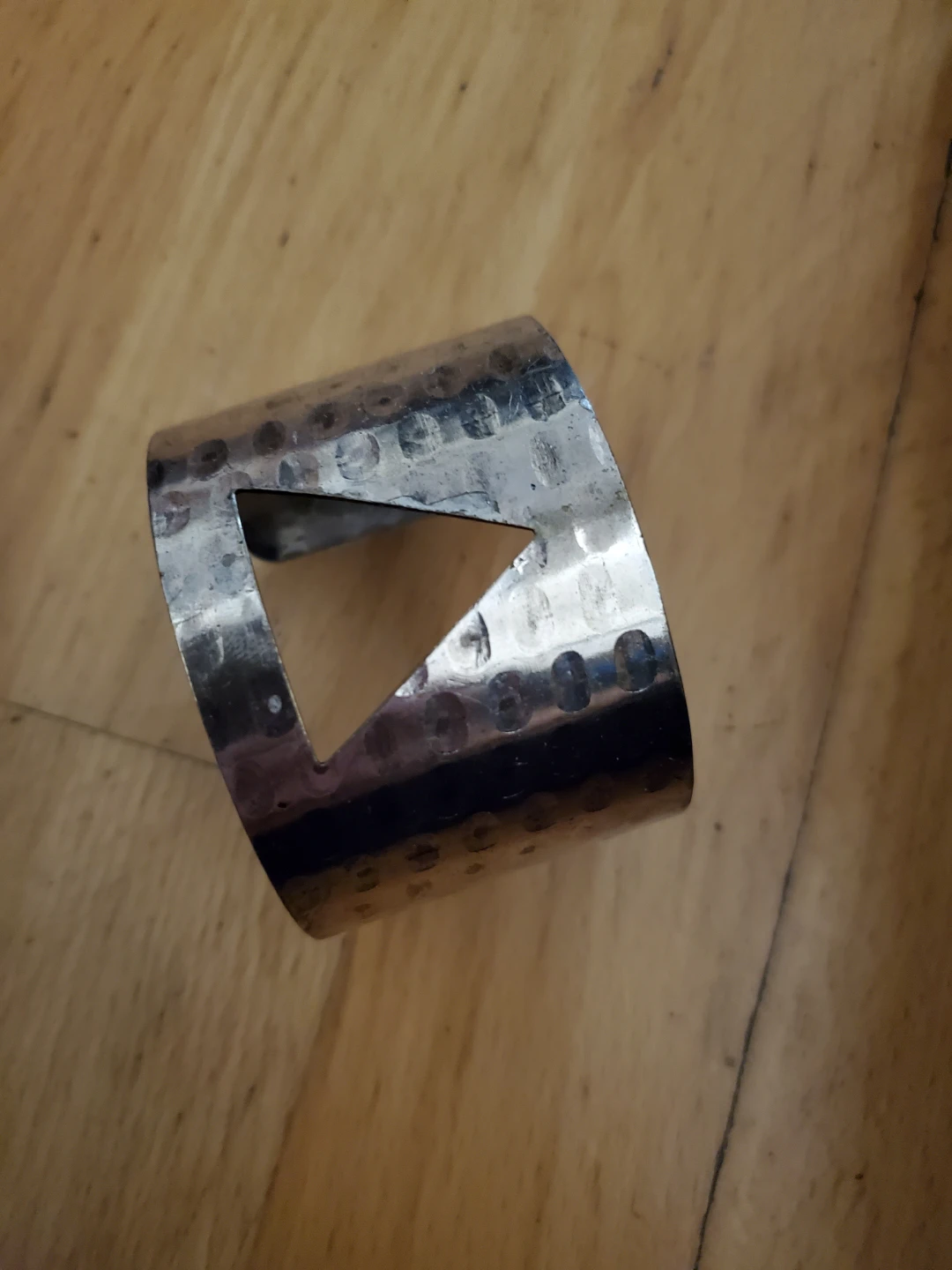 Silver tone cuff bracelet with geometric cutout - photo 2
