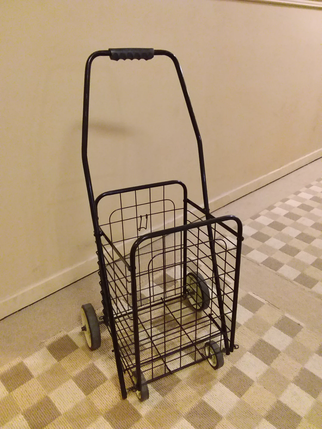 🛍️ 🛒 ➡️ 4 Wheel 🛞 Black Foldable Metal Shopping Cart  🛍️ 🛒