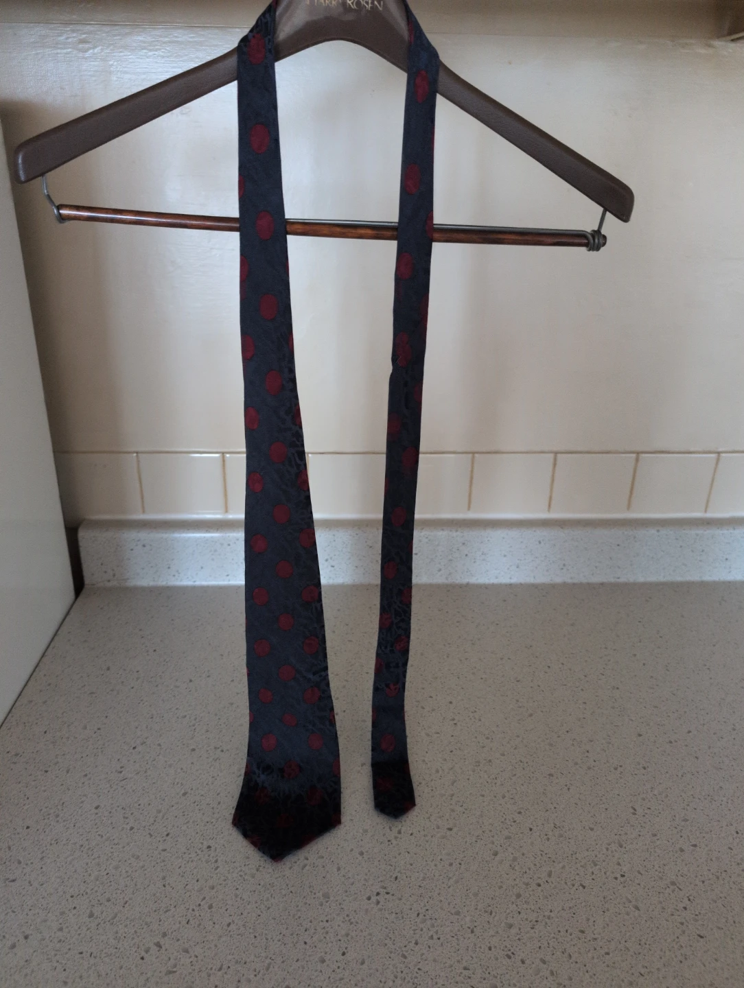 Navy Blue Polka Dot 100% silk tie.
