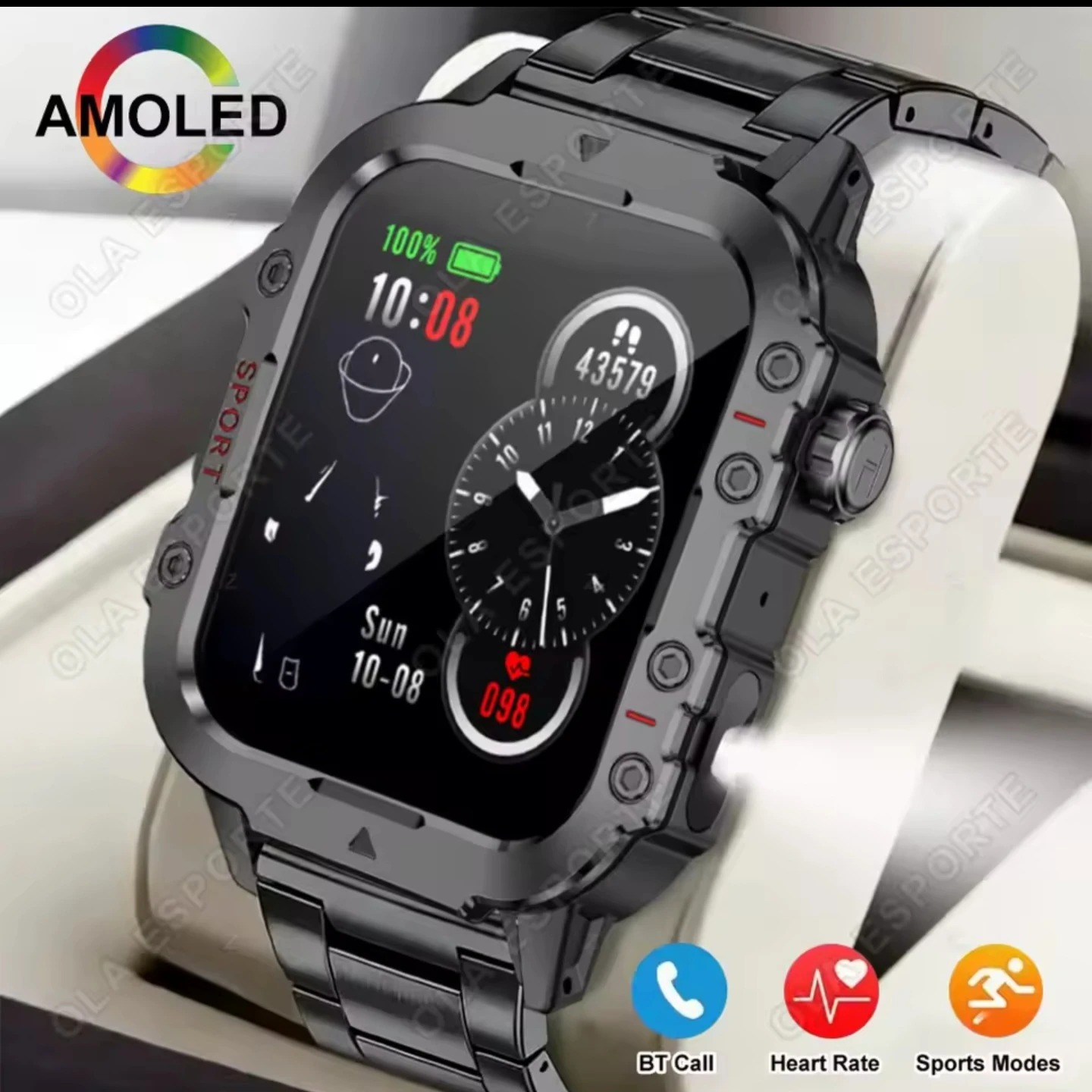 Smartwatch with Health Monitoring and LED Flashlight