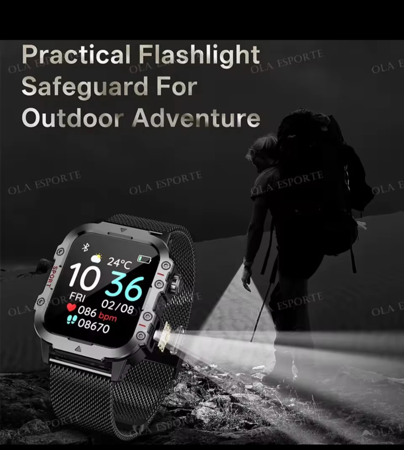 Smartwatch with Health Monitoring and LED Flashlight - photo 3
