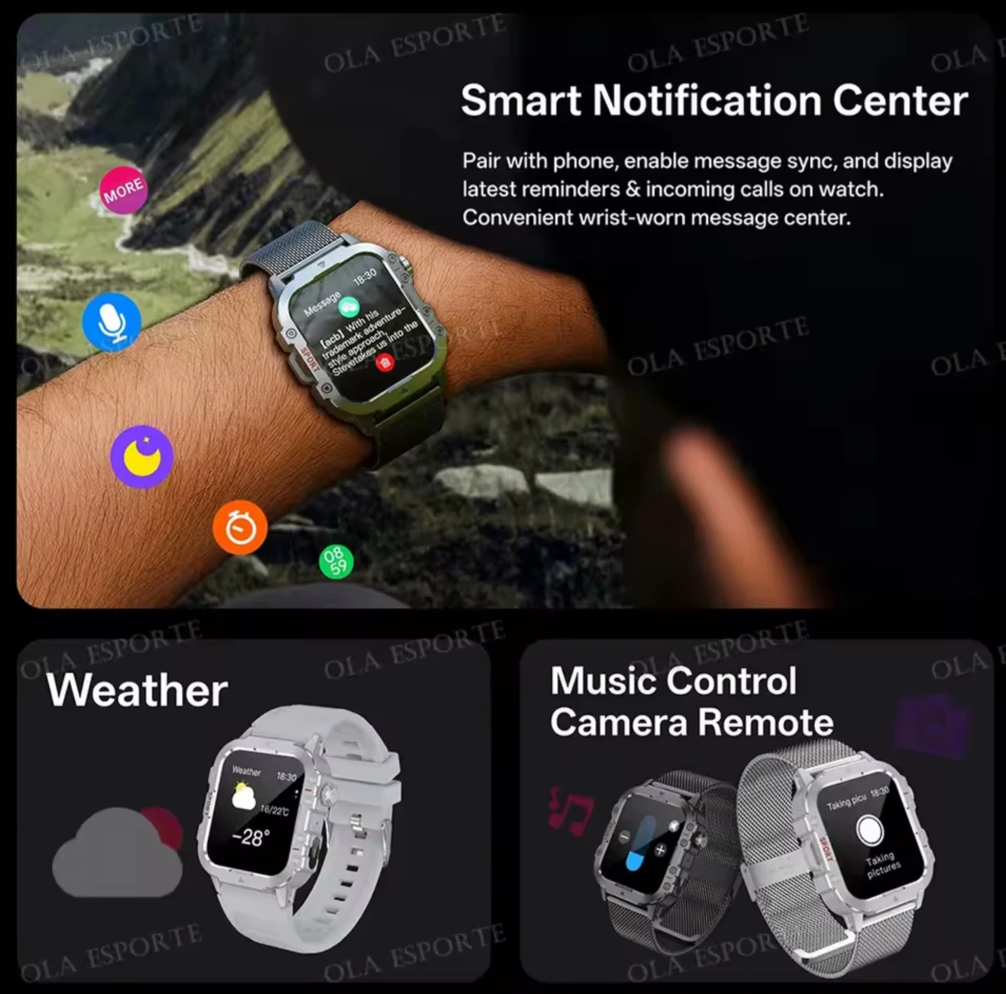 Smartwatch with Health Monitoring and LED Flashlight - photo 4