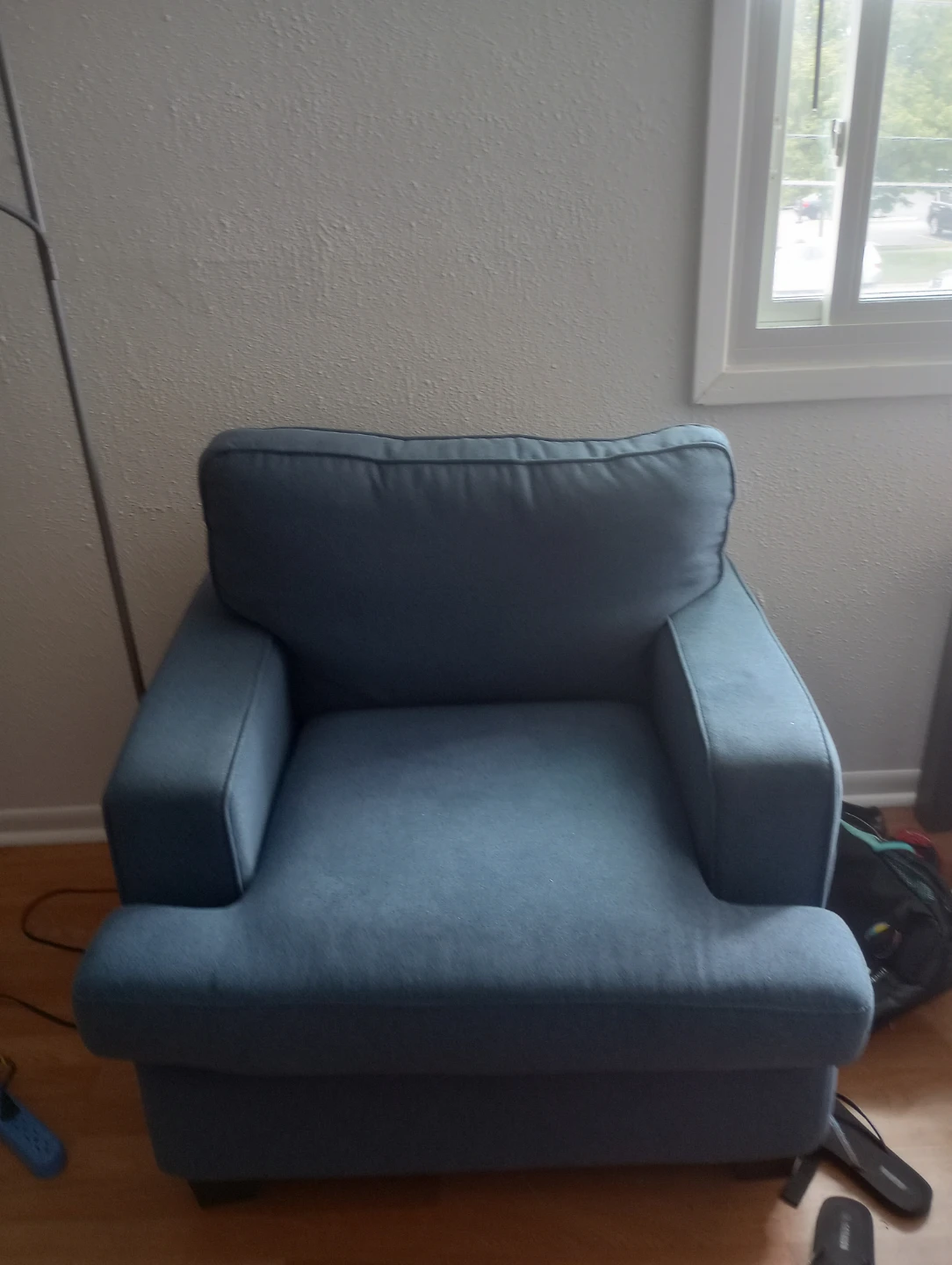 Blue Fabric Sofa and Armchair Set