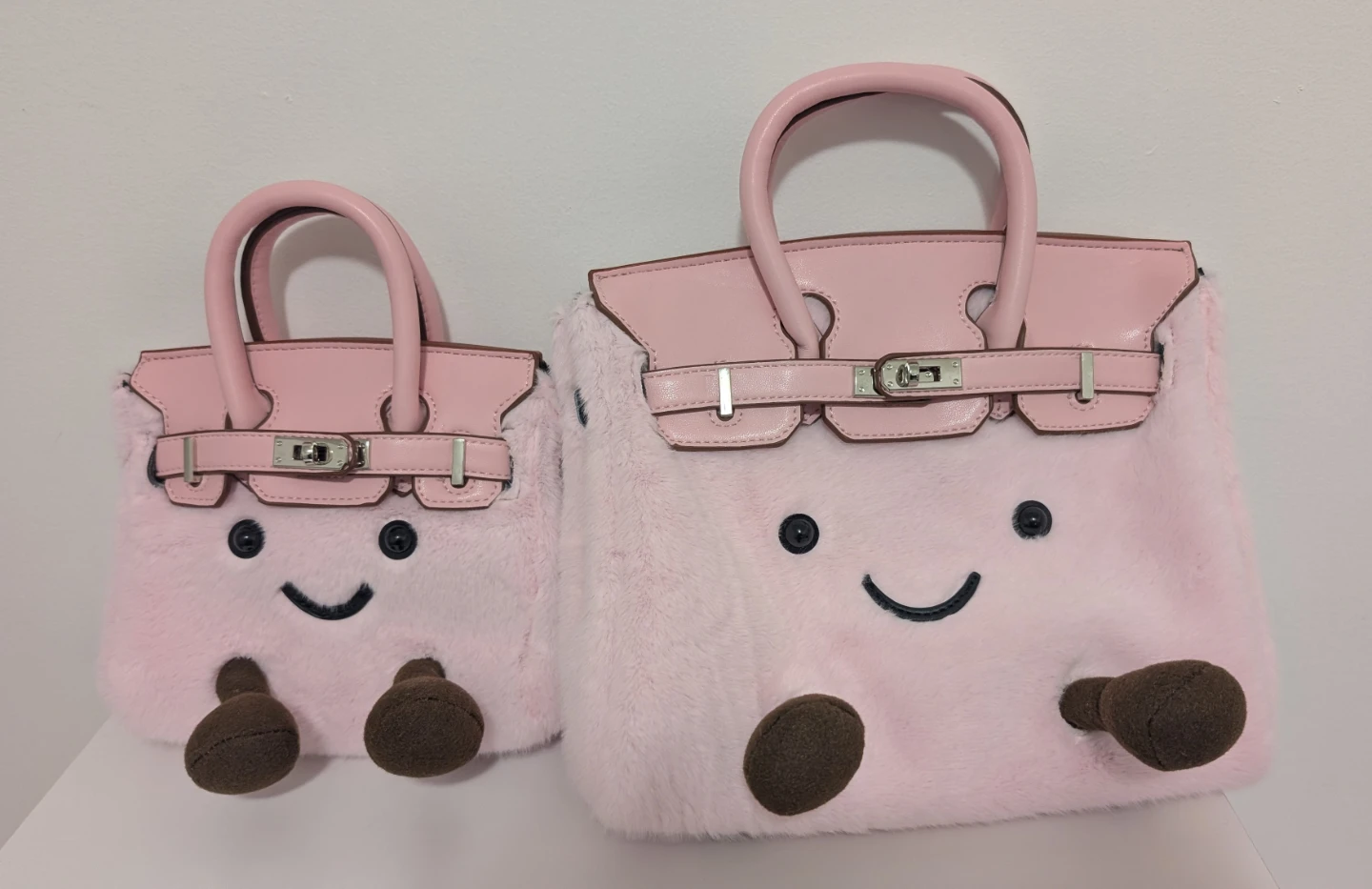 Two Blush Pink Jelly Cat Inspired Bags
