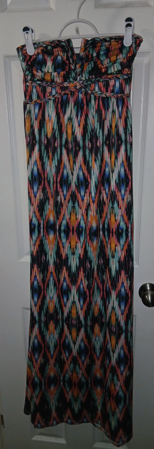 Strapless Multi-coloured Maxi Dress - Size Small - photo 2