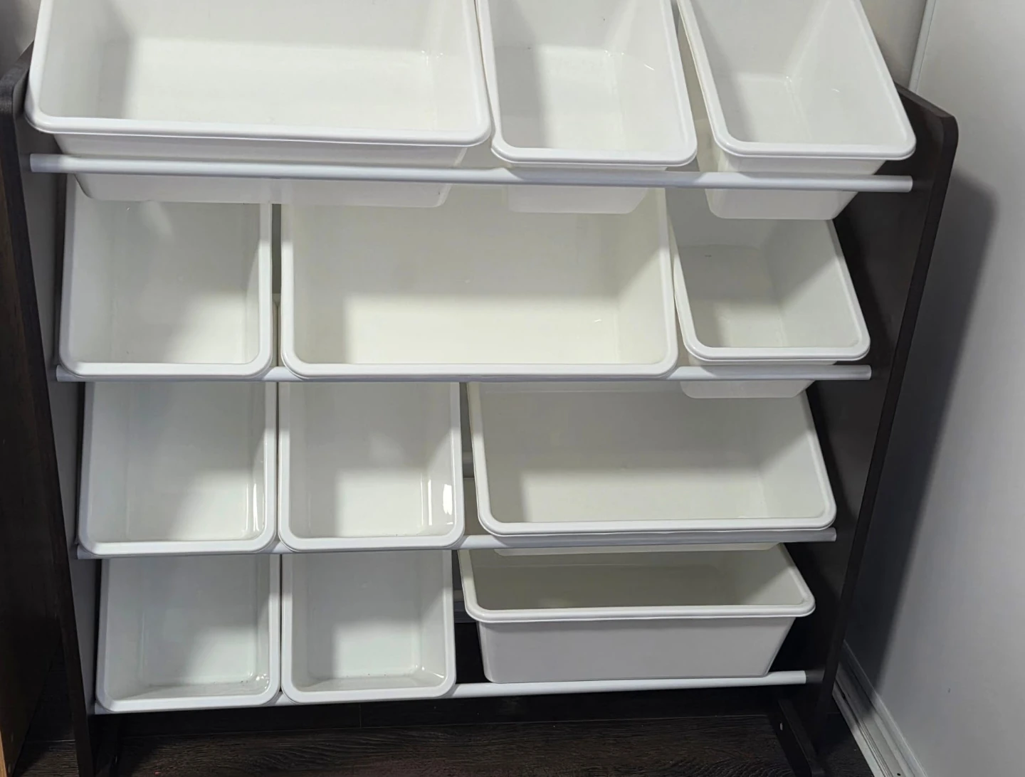 White Toy Organizer with Storage Bins