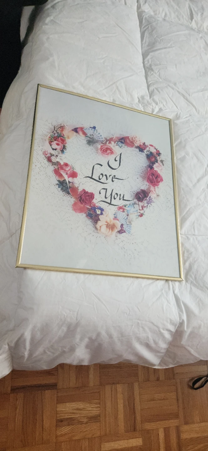 Framed "I Love You" Floral Heart Wall Art
