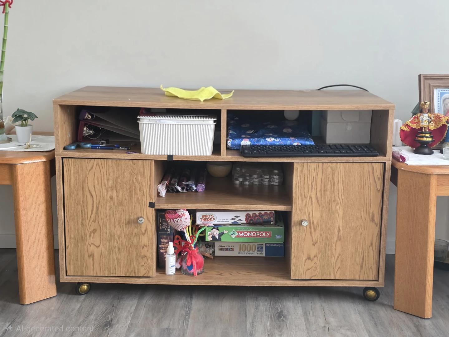 Wood Entertainment TV Stand with Storage - photo 2