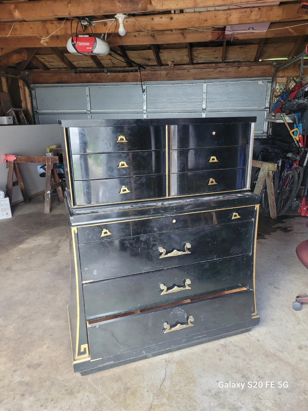 Vintage Black Dresser with Gold Trim - photo 4