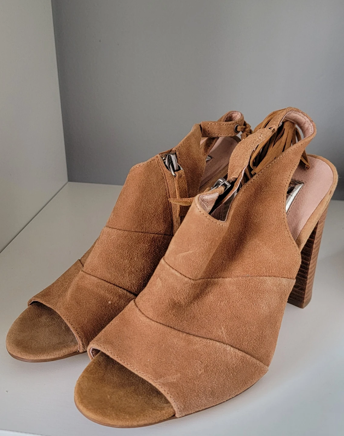 Halogen Suede Tassel Block Heel Sandals - photo 3