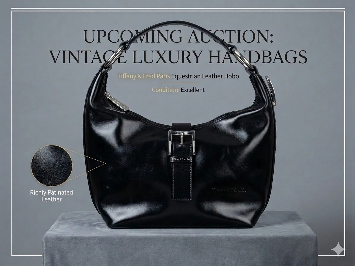 VINTAGE Tiffany & Fred Paris Leather Horsebit Hobo Bag