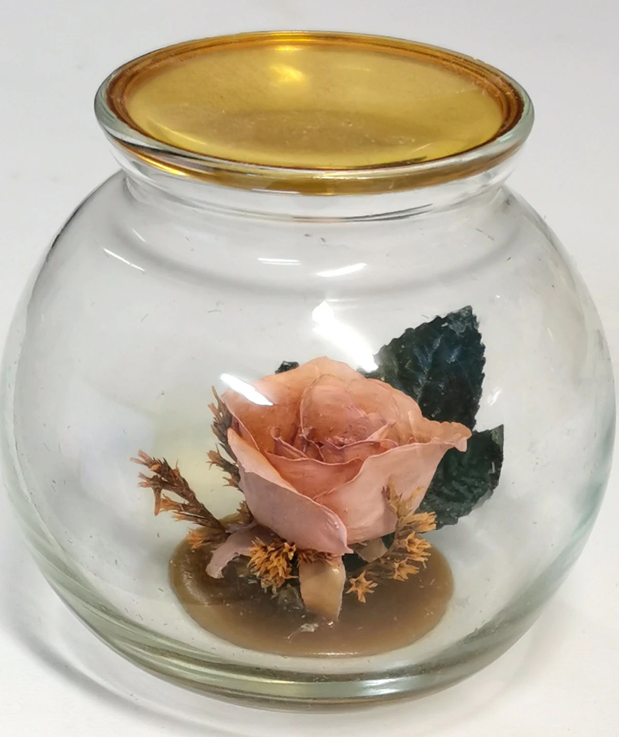 Glass Dome Preserved Rose Decoration