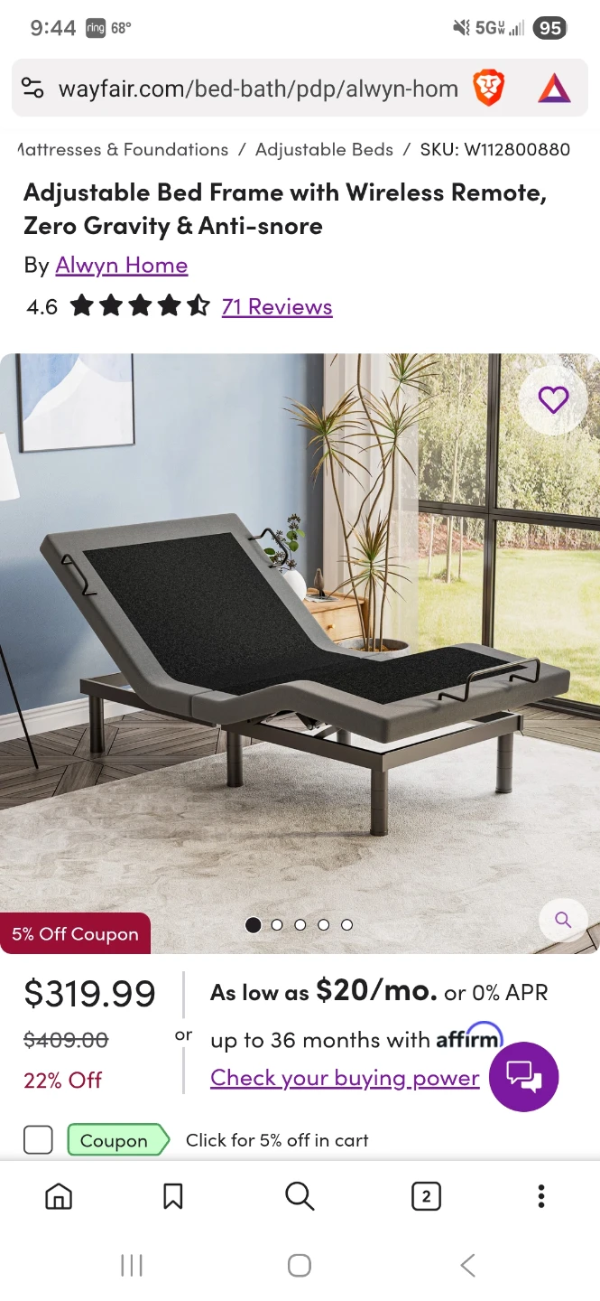 Alwyn Home Adjustable Bed Frame Zero Gravity & Anti-Snore
