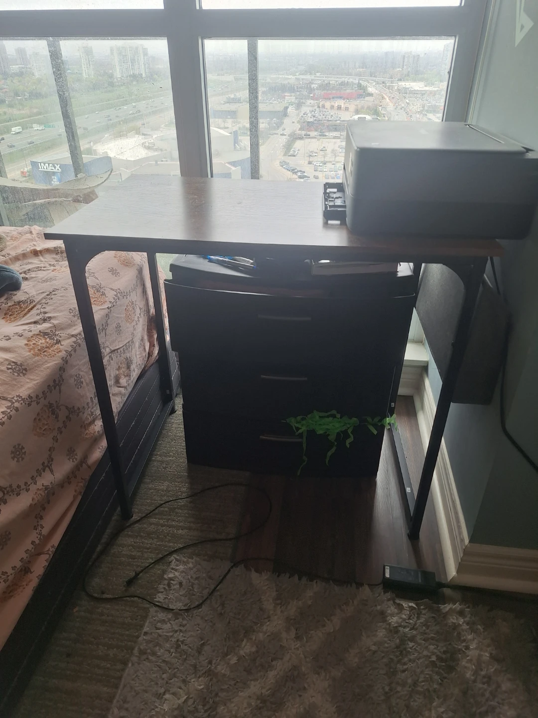 Compact Wooden Desk with Metal Legs