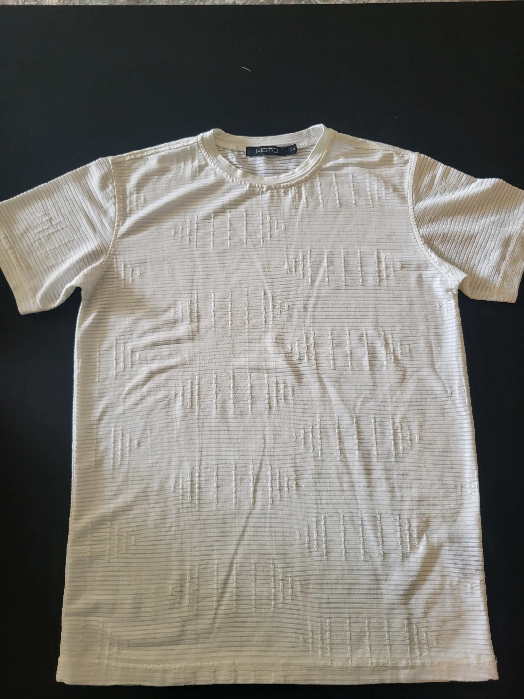 MOTO White Textured T-Shirt Size S/P