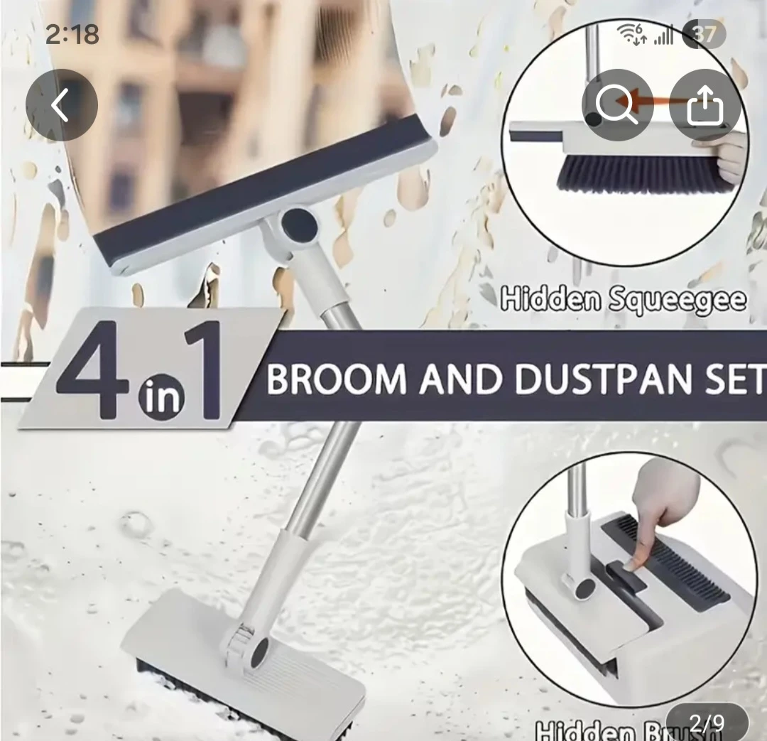 New Upgraded 4-in-1 Broom and Dustpan Set