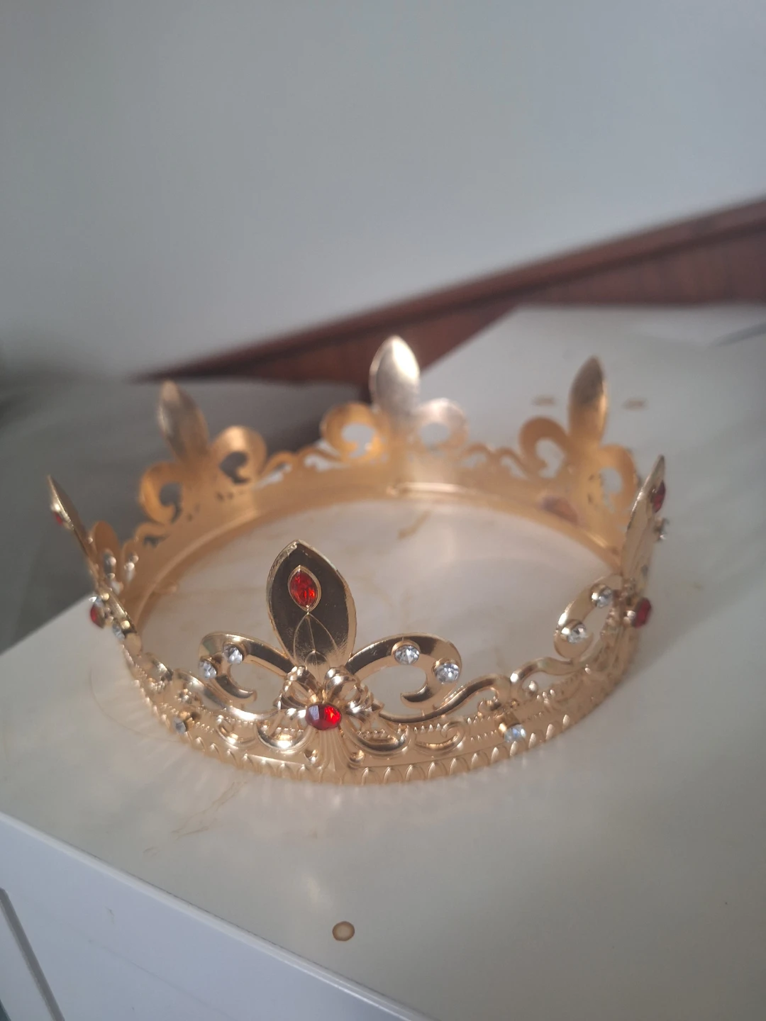 Gold Crown with Red and White Jewels
