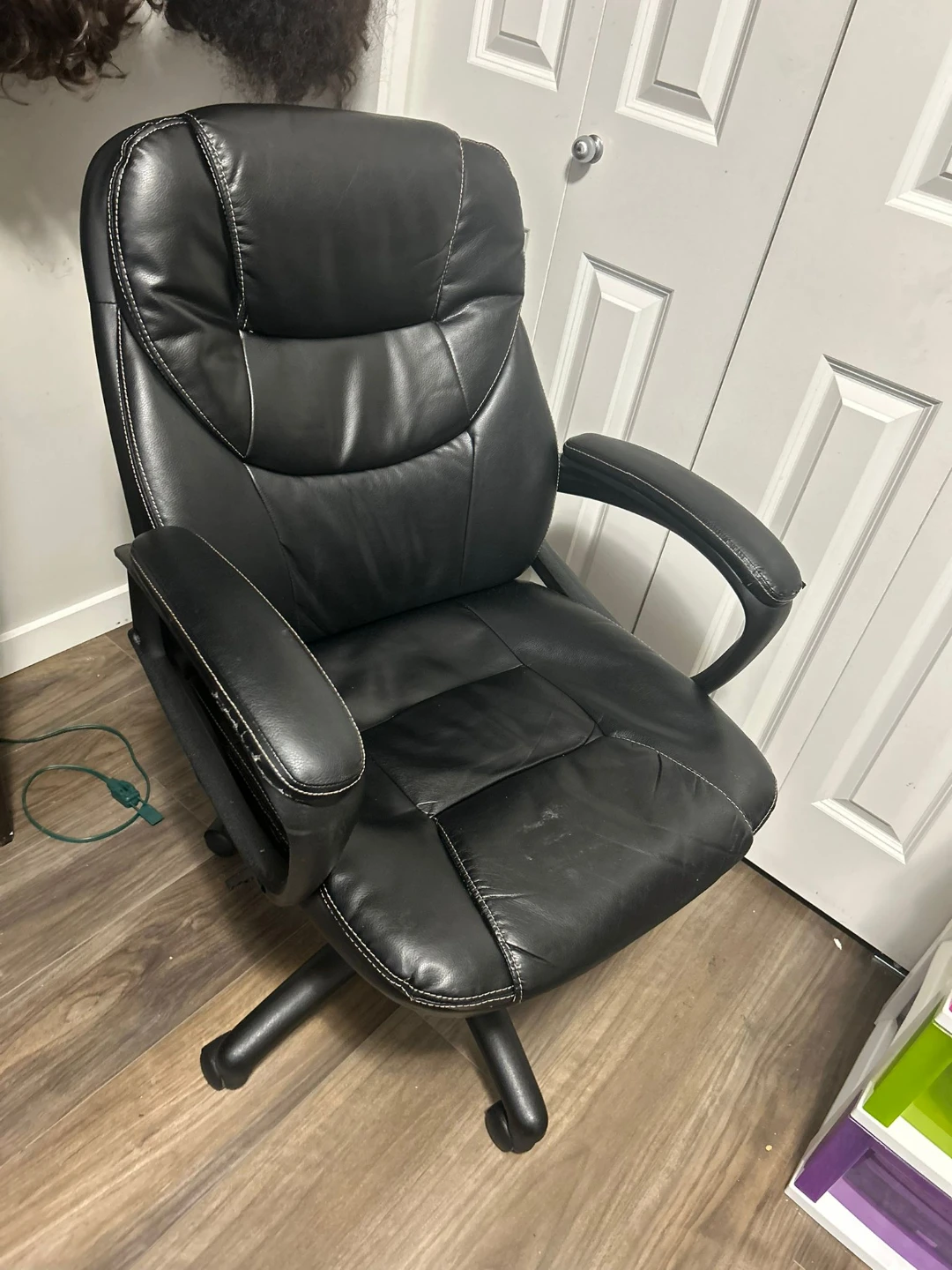 Black Faux Leather Office Chair