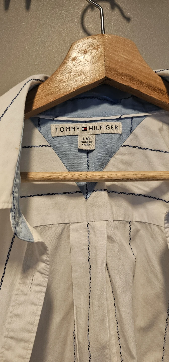 Tommy Hilfiger White Striped Button-Up Shirt - Size L/G - photo 2