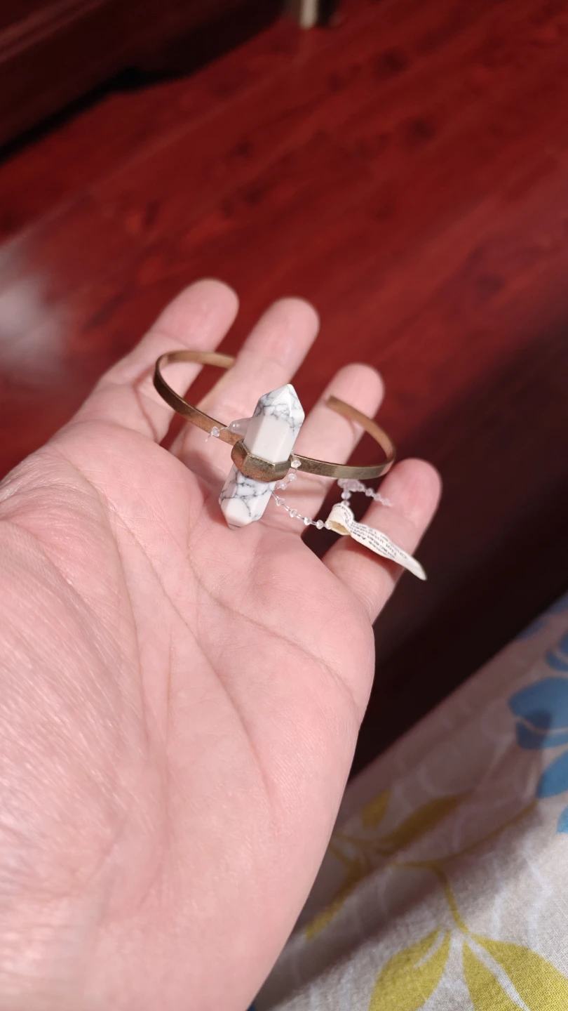 Bangle Bracelet with White Stone