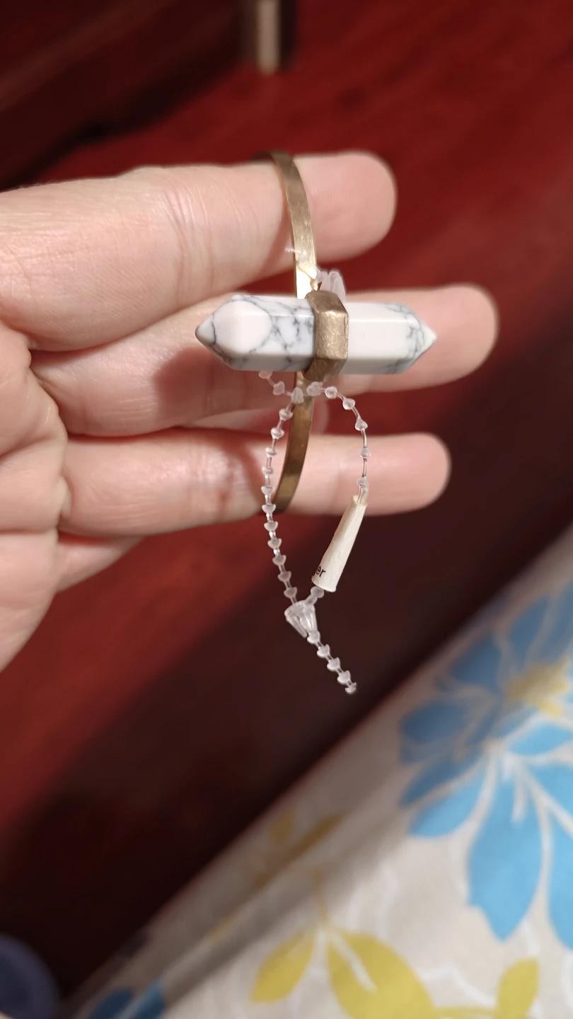 Bangle Bracelet with White Stone - photo 4