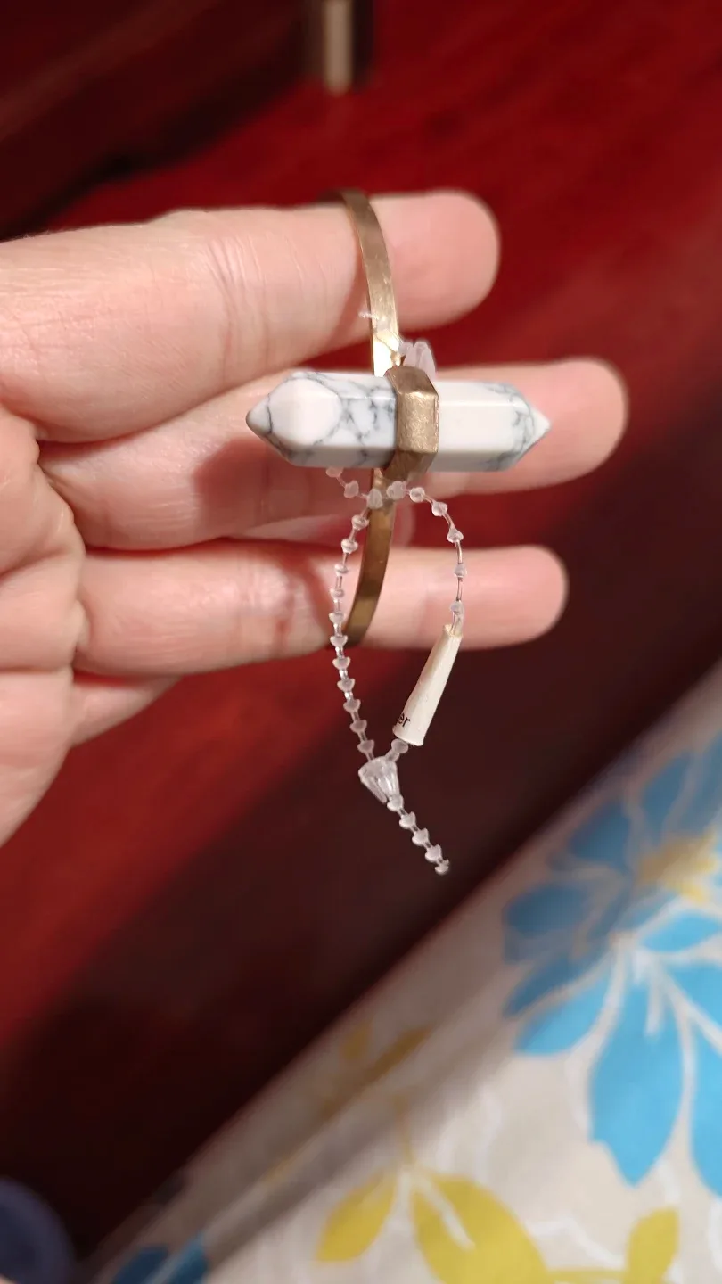 Bangle Bracelet with White Stone - photo 4