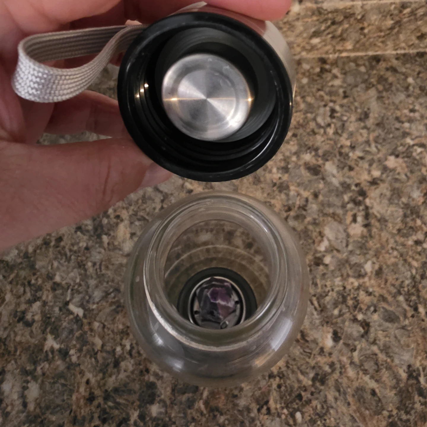 Glass Water Bottle with Amethyst Crystal - photo 4