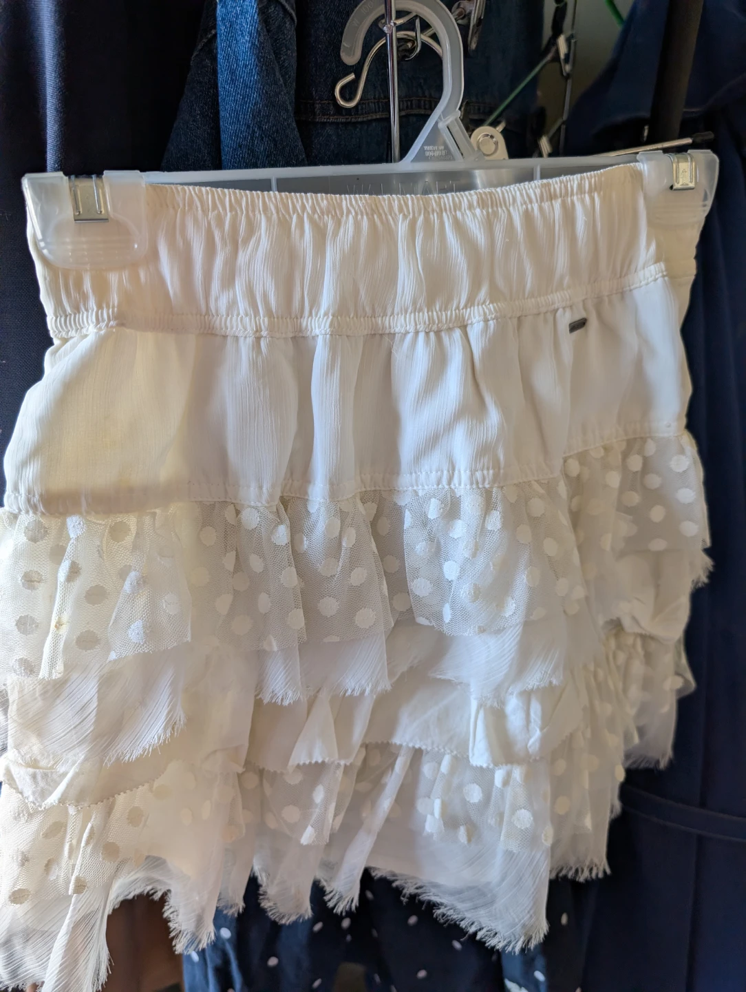 Hollister White Ruffled Polka Dot Skirt